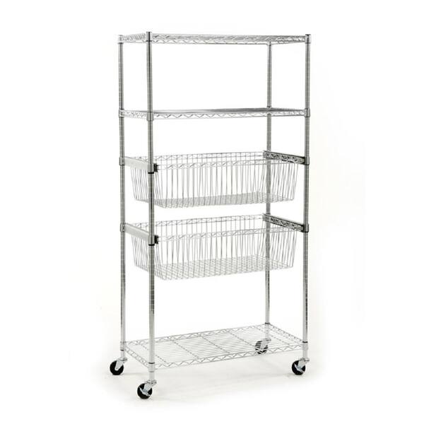 HDX Chrome 5-Tier Steel Wire Shelving Unit with Baskets (36 in. W x 71 in. H x 18 in. D)
