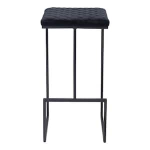 29.5 in. Black Backless Metal Bar Chair with Upholstery Seat