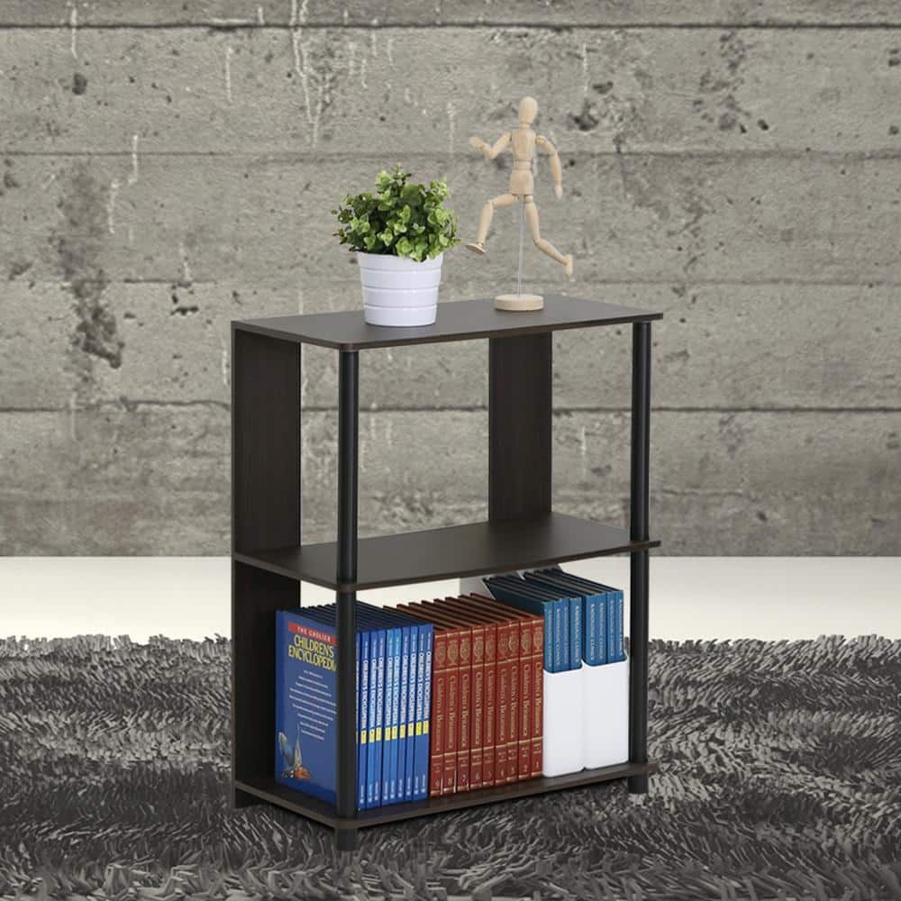Elegant Walnut Wood Bookcase with Open Shelves