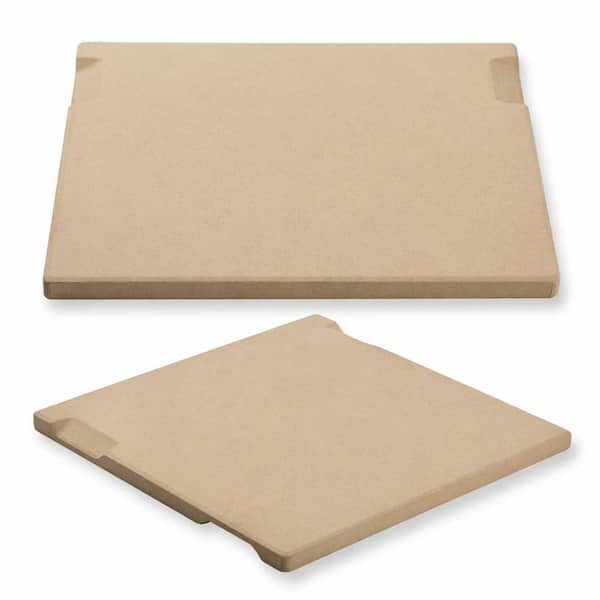 Cordierite Finish Square Pizza Stone with Built-in Handles for Oven Grill BBQ, Bread and Pie Baking