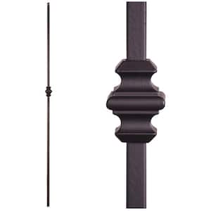 Designer Square 44 in. x 0.625 in. Satin Black Single Knuckle Hollow Wrought Iron Baluster