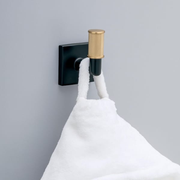 Delta Averland J-Hook Robe/Towel Hook in Matte Black and Champagne