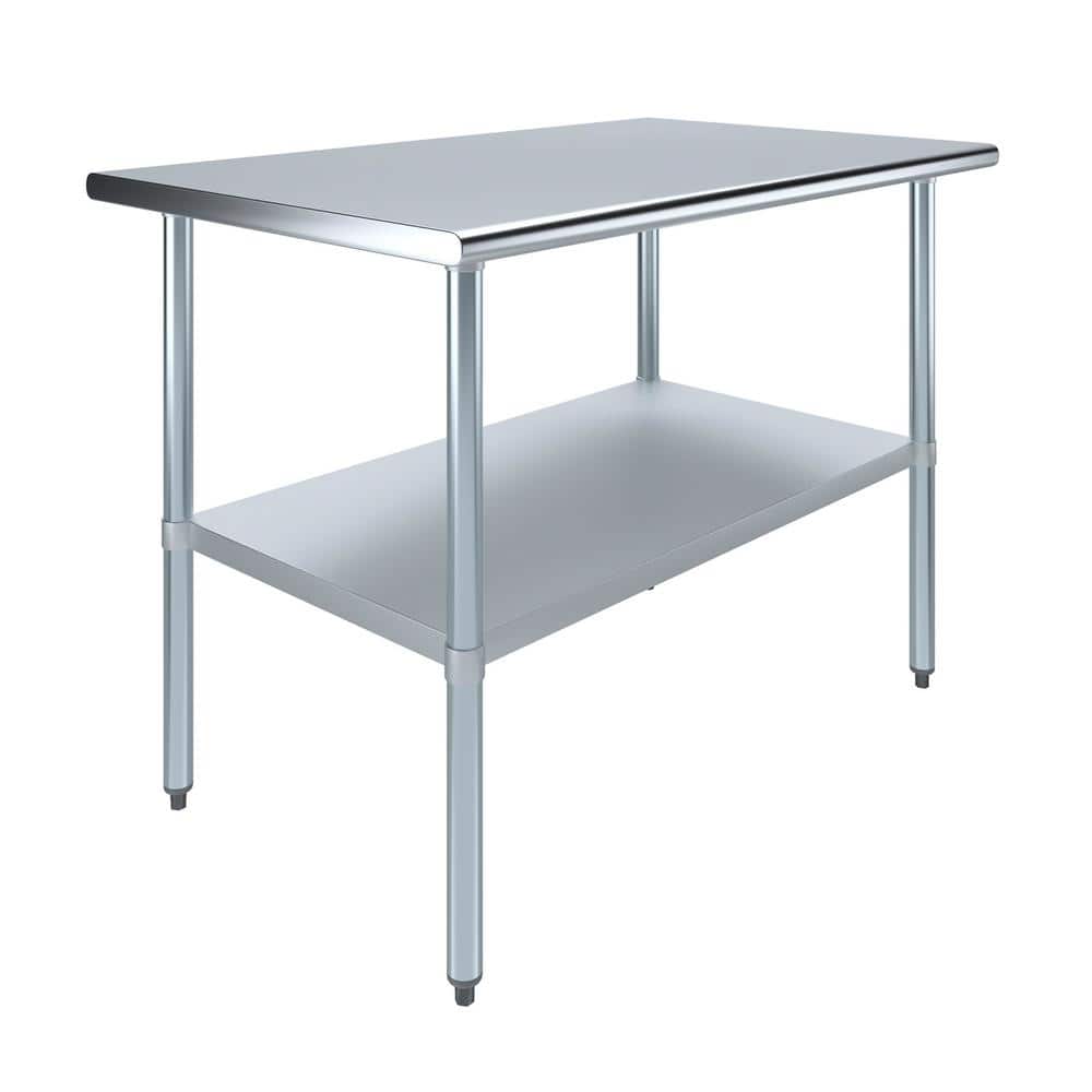 48" Stainless Steel Work Table with Galvanized Undershelf