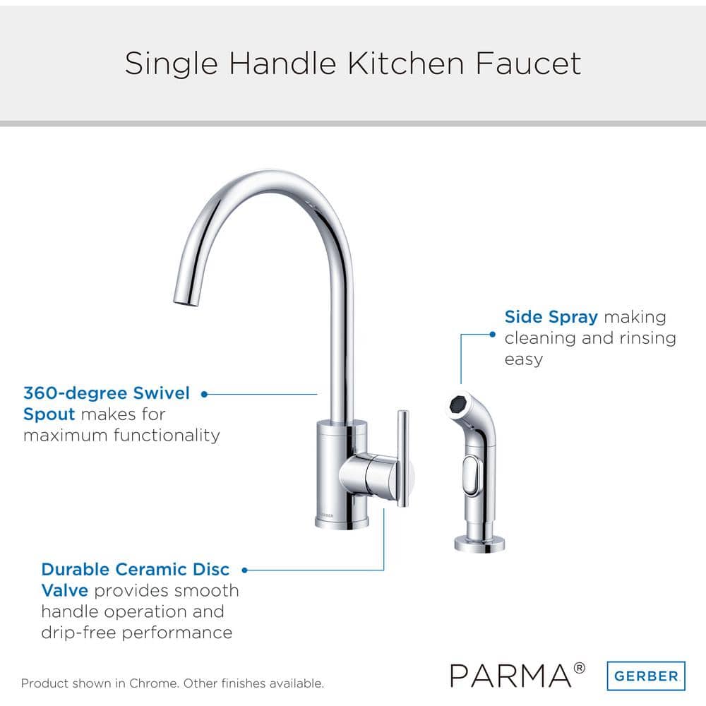 Satin Black Single Handle Kitchen Faucet with Side Spray