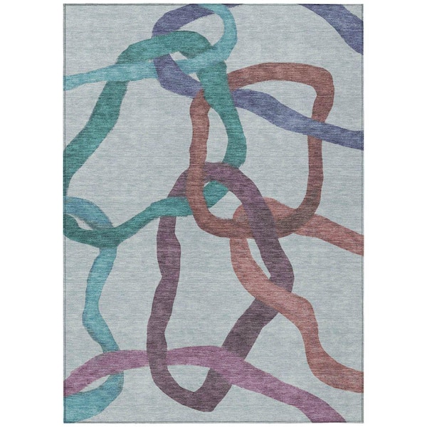 Chantille Machine Washable Indoor/Outdoor Abstract ACN2394 Teal 3 ft. x 4 ft. Area Rug