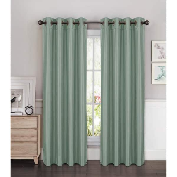 Window Elements Splash Blue Faux Silk Extra Wide Grommet Room Darkening ...