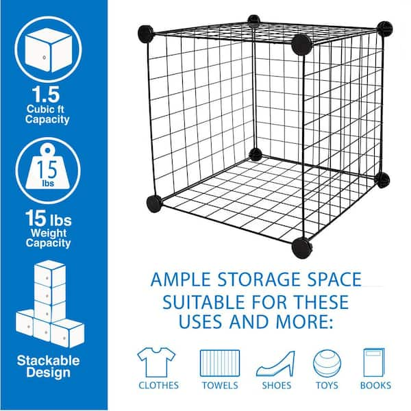 2 Piece Storage Wire Stackable Cube Set, Easy Assemble Metal