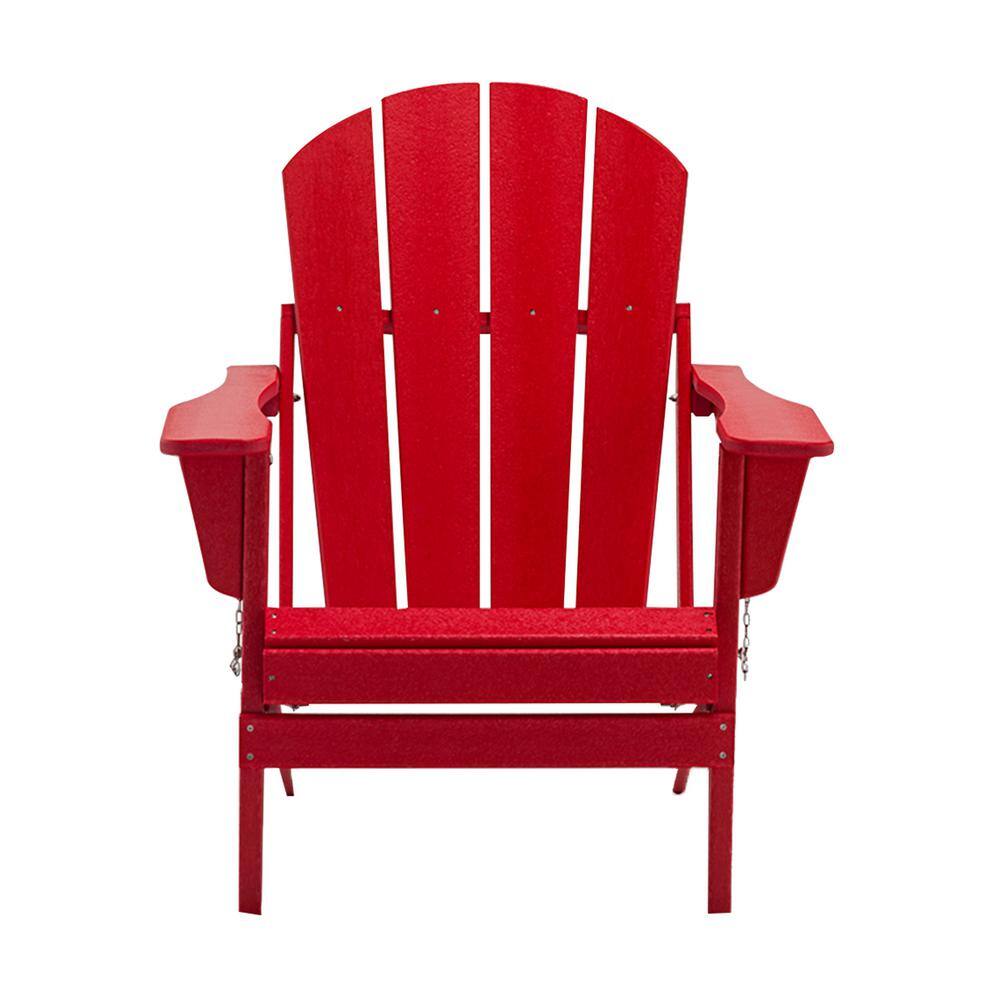 Classic Red Folding Plastic Adirondack Chair