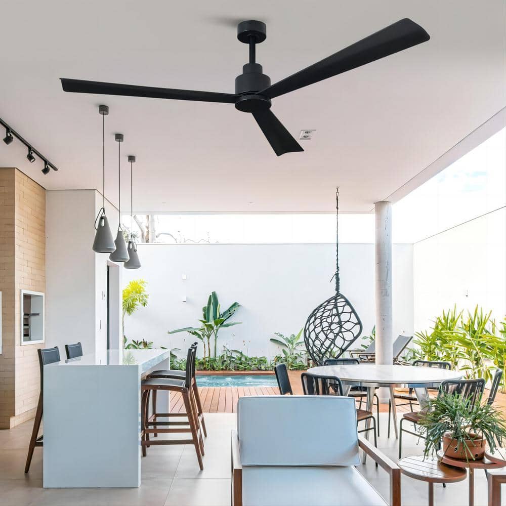 52-Inch Matte Black Reversible 3-Blade Ceiling Fan with Remote