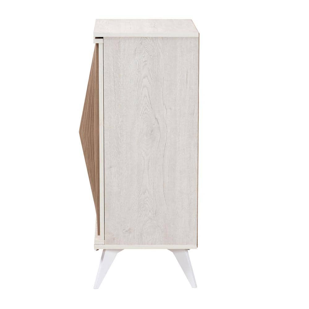 Simona Light Gray and Brown Wood Mid-Century Accent Cabinet