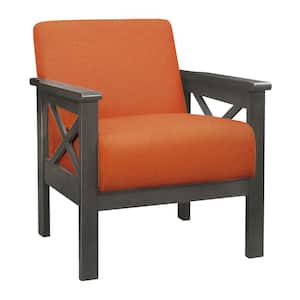 Gray and Orange Polyester Arm Chair with Textured Cushions