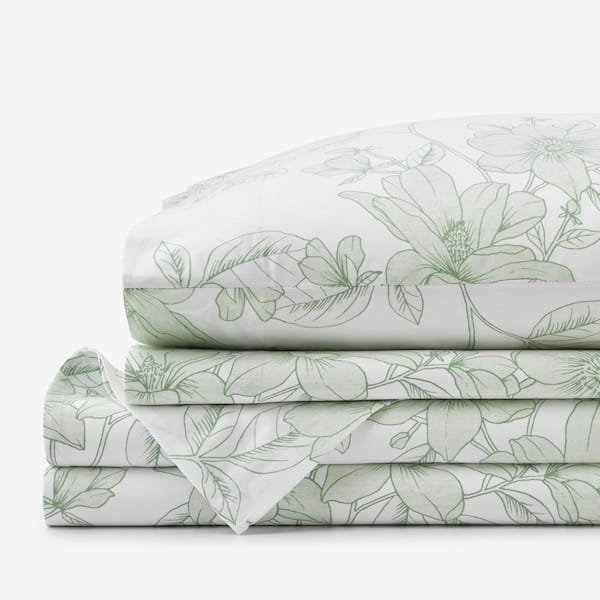 The Company Store Company Cotton Spring Vine Light Sage Sateen Full Sheet Set