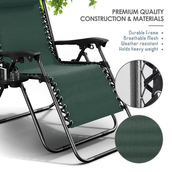 HEARTH & HARBOR 4-Piece Forest Green Zero Gravity Chairs, Metal