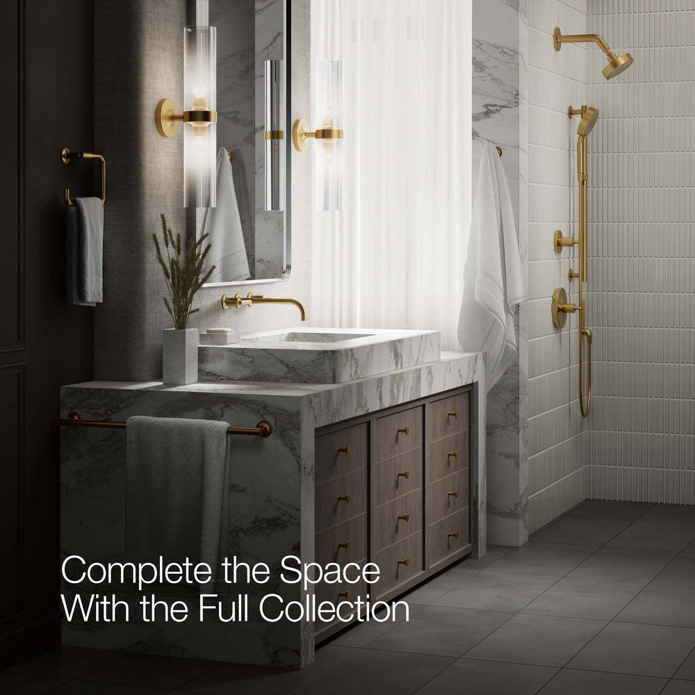 Purist Brushed Brass 2-Handle Low-Arc Wall-Mount Bathroom Faucet