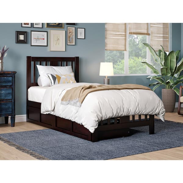AFI Tahoe Espresso Twin Solid Wood Storage Platform Bed with Footboard and 2-Drawers