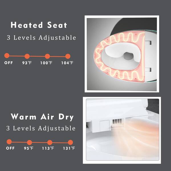 Xspracer Moray Elongated Smart Bidet Toilet with Heated Seat, Remote Control, and LED Night Light