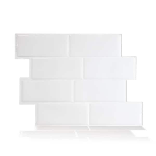 smart tiles Metro Blanco 11.56 in. W x 8.38 in. H White Peel and Stick Self-Adhesive Decorative Mosaic Wall Tile Backsplash