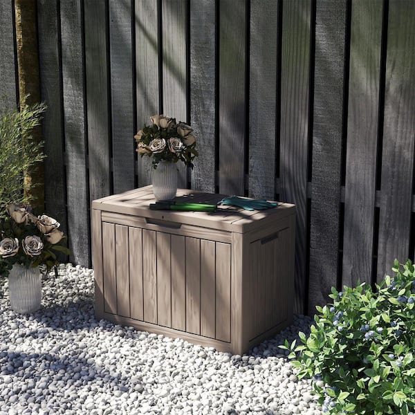 Yardgrace 45 Gal. Light Brown Waterproof Deck Box Outdoor Storage Box for Patio Pool Garden Accessories