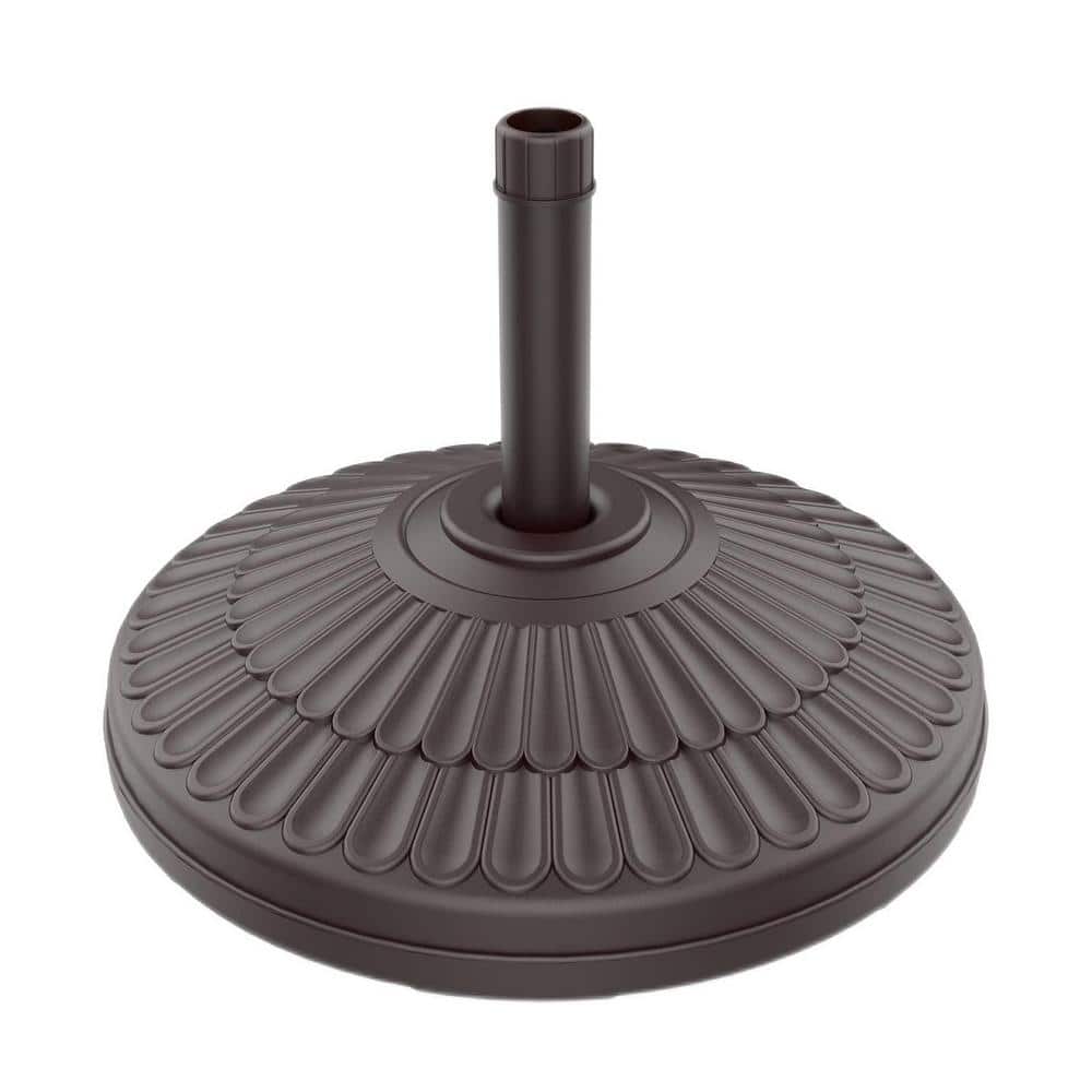 86 lbs brown patio umbrella base with hidden wheels PASAMIC Round Heavy Duty Base Water & Sand Patio Umbrella Base Brown