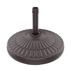 80 lbs. HDPE Round Patio Umbrella Base Free Standing Heavy Duty Base Water and Sand in Dark Brown