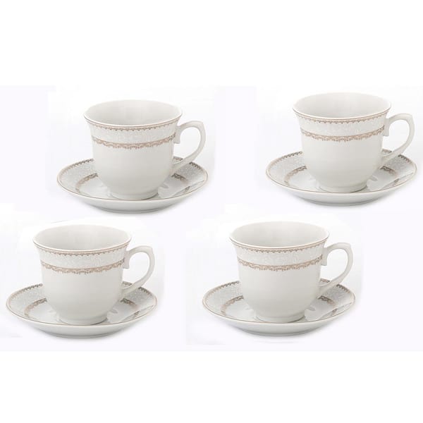 Lorren Home Trends Lorren Home 8 oz. Gold Tea and Coffee Porcelain (Set of 4)