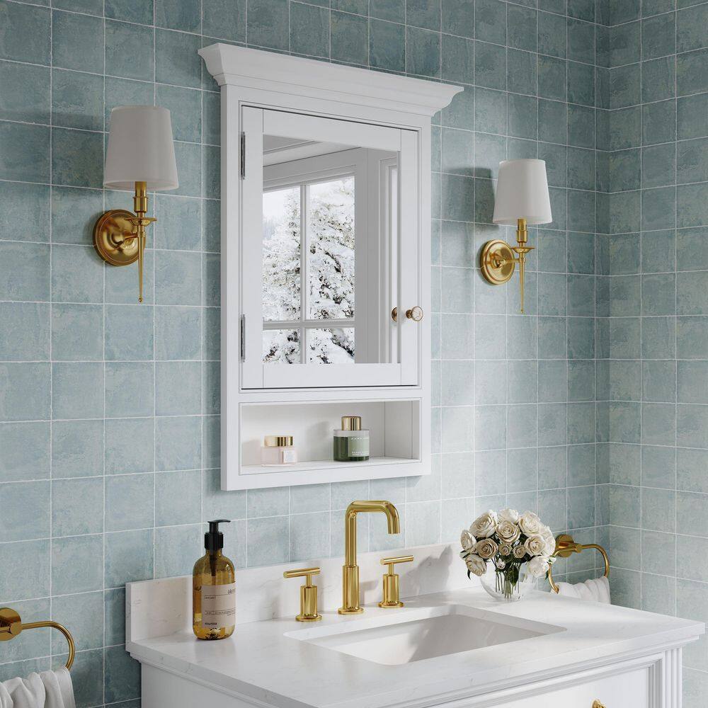 24 in. W x 32 in. H Rectangular White Solid Wood Recessed Mount Bathroom Medicine Cabinet with Mirror, Magnetic Door price history on PriceWatchPro