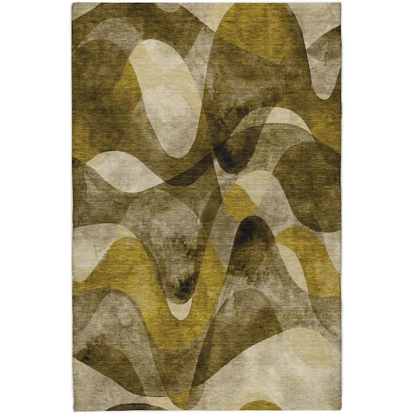 Dream Shag Premium Machine Washable Abstract ADS536 Coffee 9 ft. x 12 ft. Area Rug