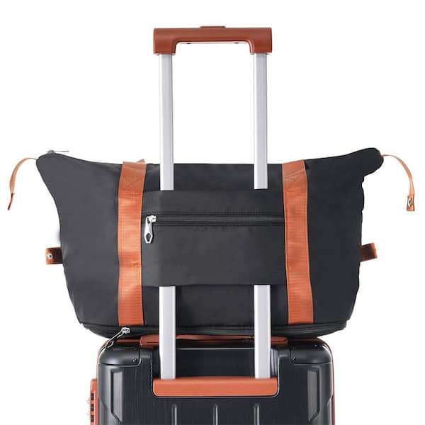 Adrinfly 3-Piece Black Brown Hardshell Luggage Set with Wheels