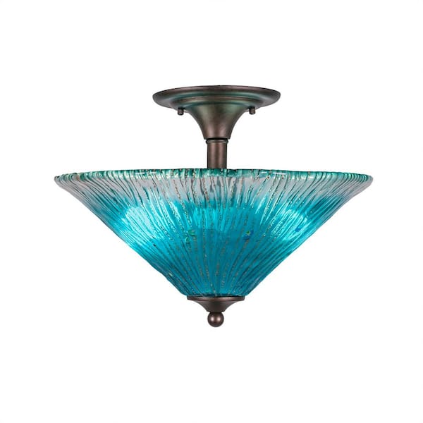 Bristol 11.25 in. 2-Light Bronze Semi-Flush with 12 in