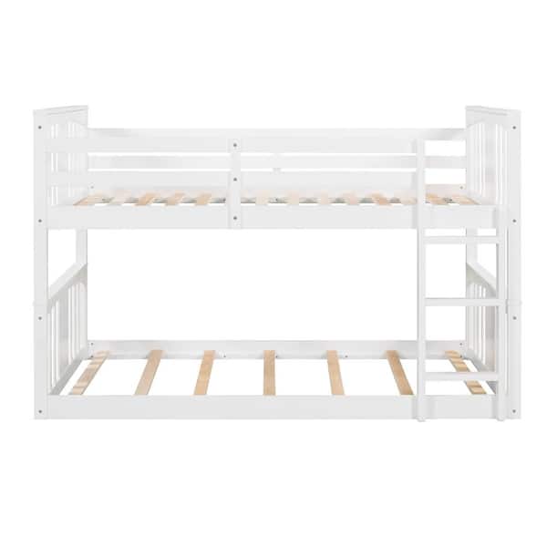 Unbranded White Twin Over Twin Bunk Bed with Ladder