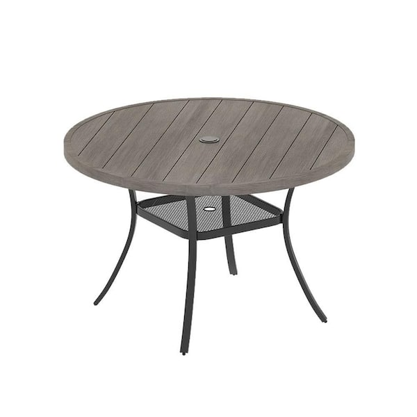 47.2 in. Gray Round Metal Outdoor Dining Table