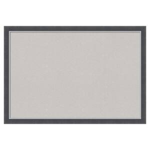 Eva Black Silver Thin Framed Grey Corkboard 26 in. x 18 in Bulletin Board Memo Board