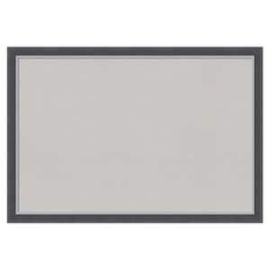 Eva Black Silver Thin Framed Grey Corkboard 26 in. x 18 in Bulletin Board Memo Board