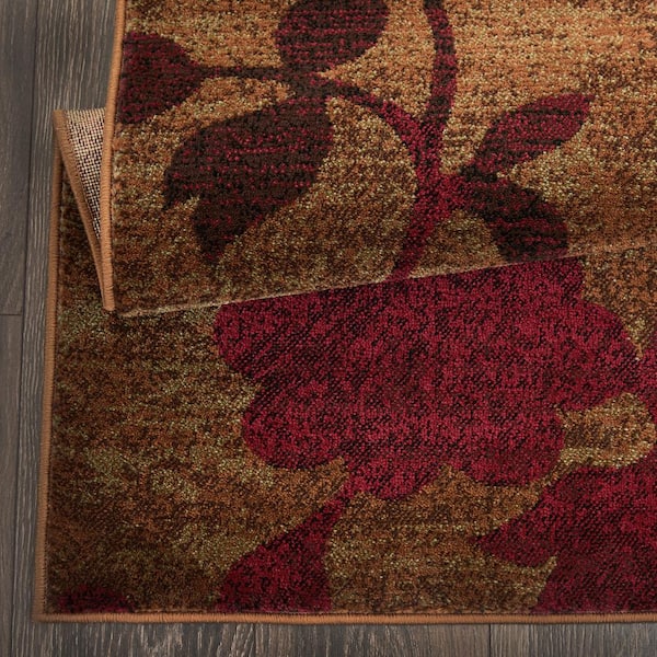 Home Dynamix Tribeca Jasmine Brown/Red 7 ft. x 10 ft. Geometric