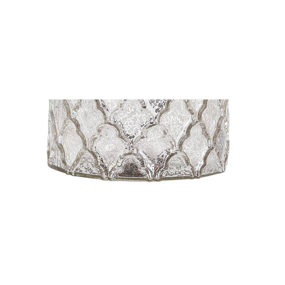 Antiqued Mercury Silver Quatrefoil Glass Table Lamp Set