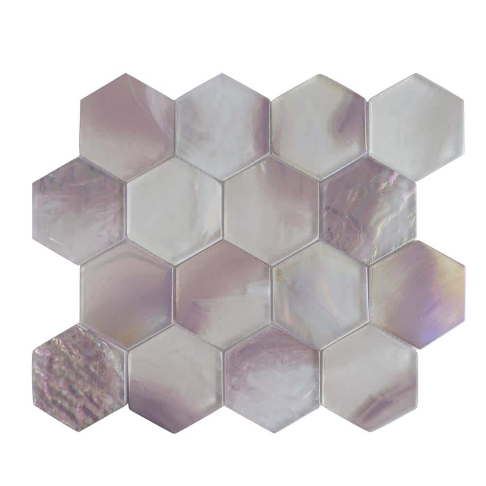 Aurora Purple 10.24 in. x 11.82 Hexagon Glossy Glass Mosaic Tile Sample price history on PriceWatchPro