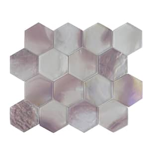 Aurora Purple 10.24 in. x 11.82 Hexagon Glossy Glass Mosaic Tile Sample