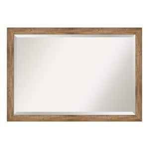 Owl Brown Narrow 39.5 in. x 27.5 in. Beveled Rectangle Wood Framed Bathroom Wall Mirror in Brown