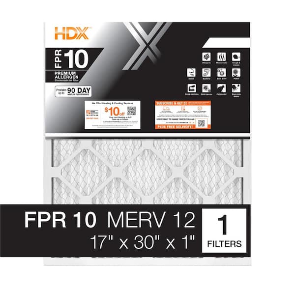 17 in. x 30 in. x 1 in. Premium Pleated Air Filter FPR 10, MERV 12