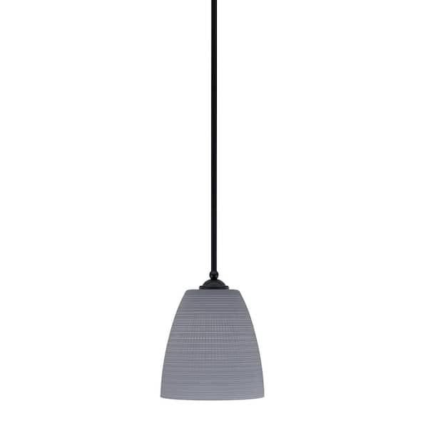 Unbranded Clevelend 100-Watt 1-Light Black Pendant Mini Pendant Light with Gray Matrix Glass Shade Light Bulb Not Included