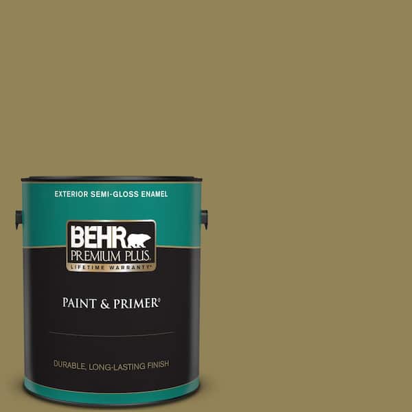 BEHR PREMIUM PLUS 1 gal. #S330-6 Dash of Oregano Semi-Gloss Enamel Exterior Paint & Primer