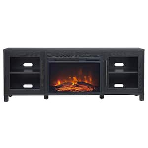 Quincy 68 in. Black Grain TV Stand with 26 in. Log Fireplace Fits TV's up to 75 in.