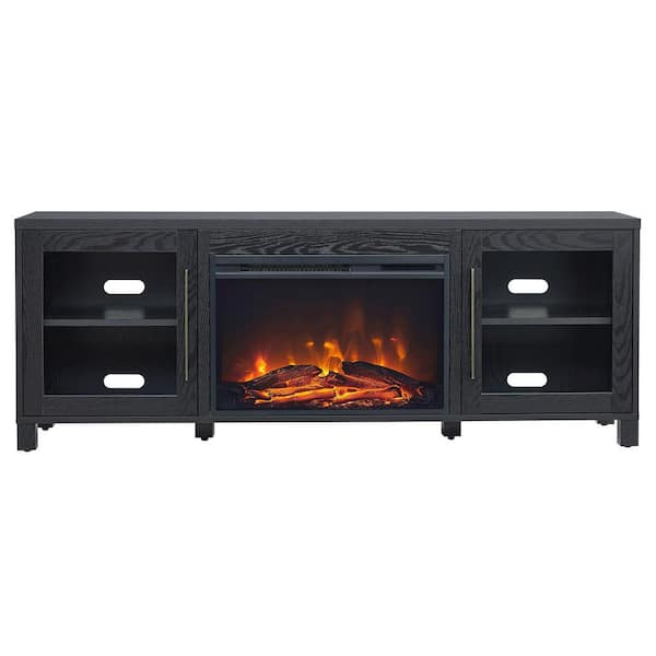 Meyer&Cross Quincy 68 in. Black Grain TV Stand with 26 in. Log Fireplace Fits TV's up to 75 in.