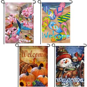 18 in. x 12.5 in. Double Sided Four Seasons and Decorative Deluxe Set Patio Flags for All Season