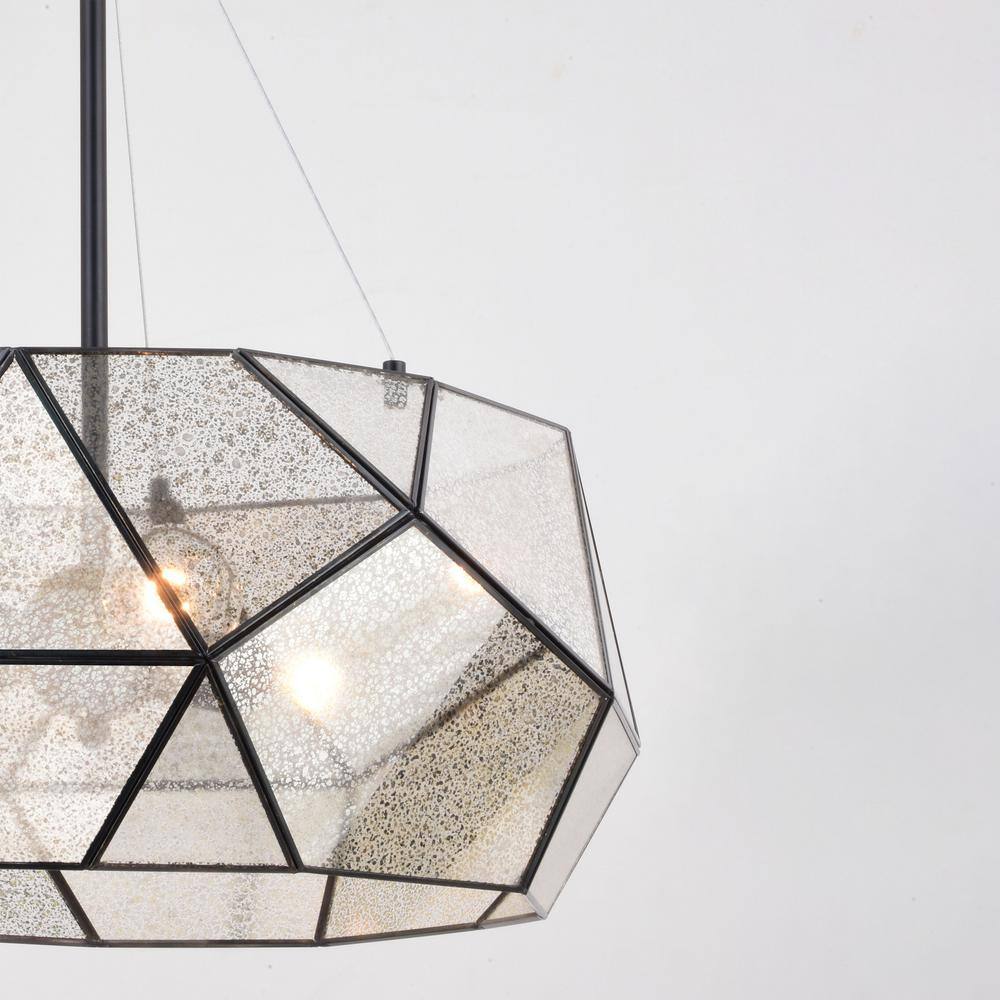 Euclid 20'' Black and Mercury Glass Geometric Pendant Light