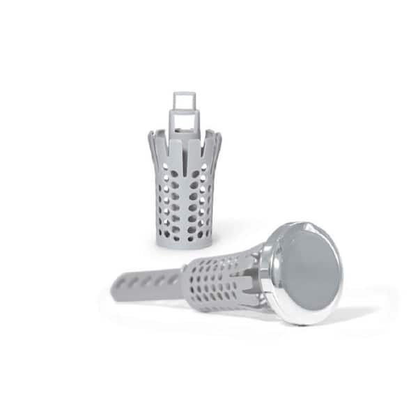 Drain Strain Never-Clog Universal Pop Up Stopper in Chrome (2 Pack with 6 Baskets)
