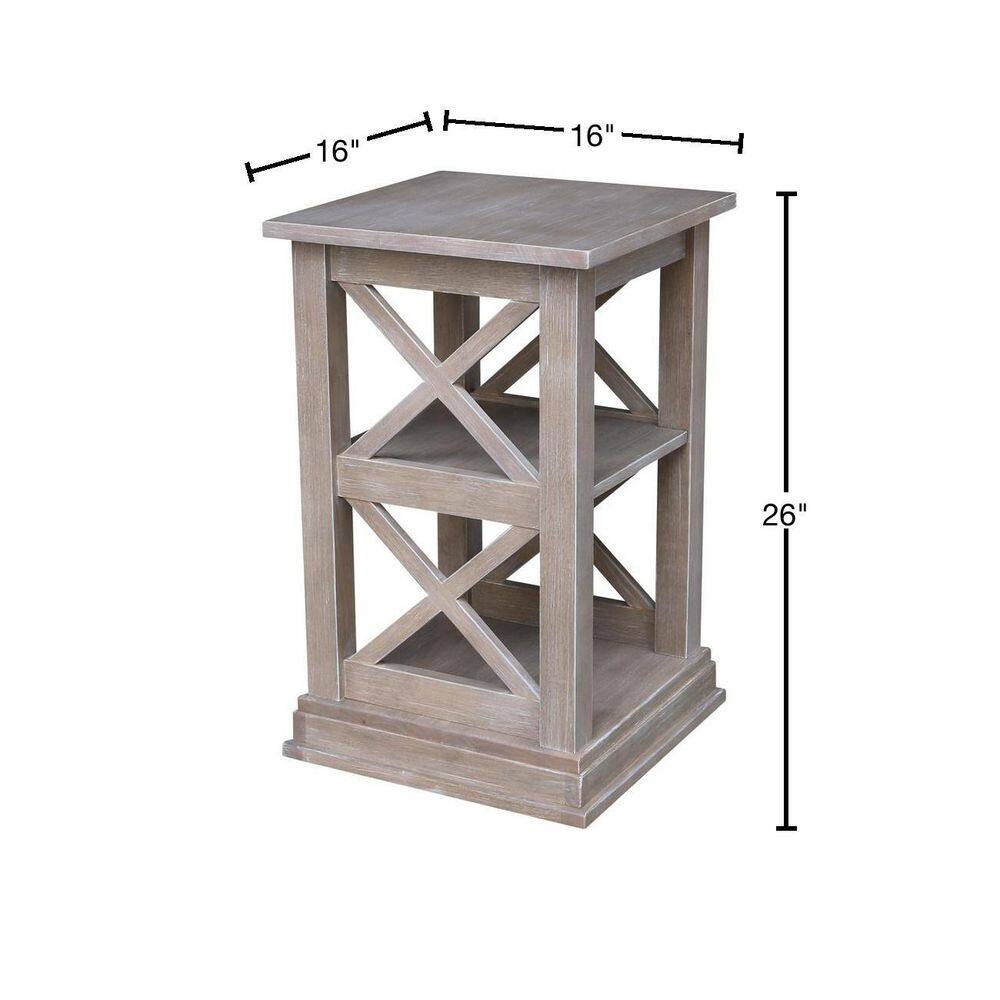 Transitional Solid Wood Square Accent Table in Brown