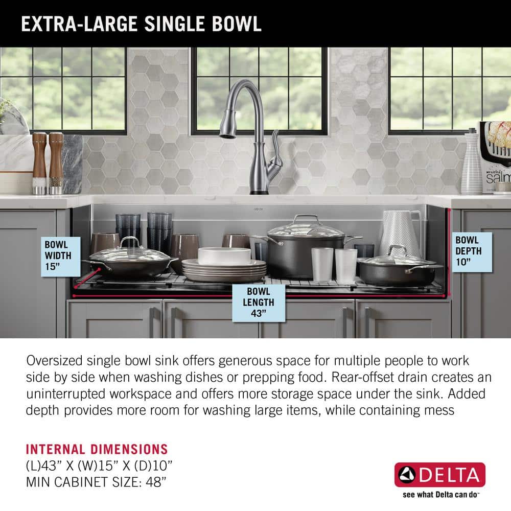 Delta 45" Stainless Steel Workstation Kitchen Sink with Accessories