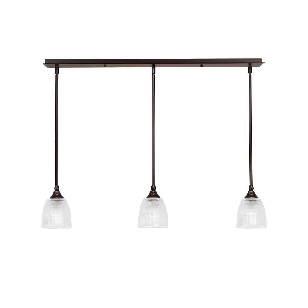 Livingston 100-Watt 3-Light Dark Granite Shaded Pendant Light with 5 in. Cl