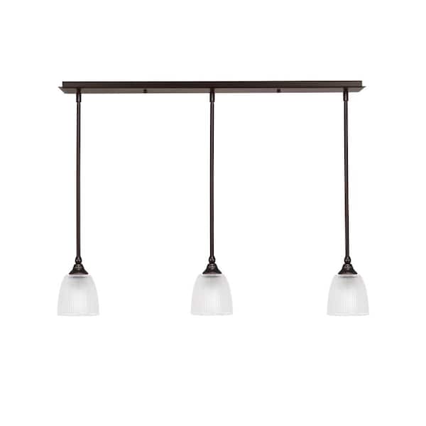 Unbranded Livingston 100-Watt 3-Light Dark Granite Shaded Pendant Light with 5 in. Clear Ribbed Glass Shades, No bulbs